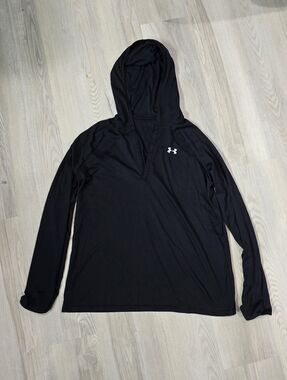 Under Armour Womens Black Hooded Long Sleeve Performance Top Size XL
